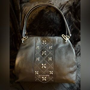 Michael Kors Black Leighton Shoulder Bag with Stud Detailing